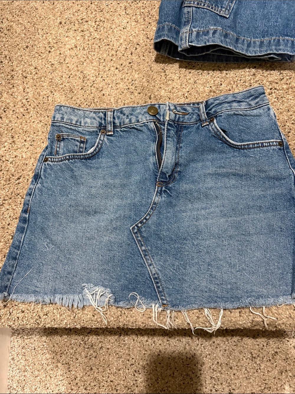BDG Classic Blue Denim Mini Skirt - Casual Frayed Hem